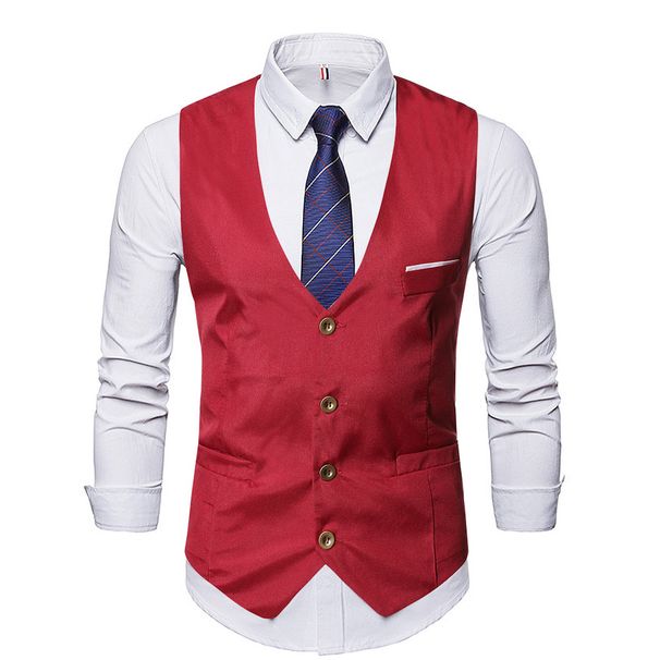 Men's Clothing New Men's Suit Vest Youth Fashion Business Casual Men's Slim Korean Vest Vest_viptrois.com