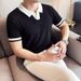 Men's Summer Short-Sleeve Knit Shirt – Slim Fit Striped Polo With Embroidered Collar_viptrois.com