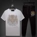 Men's Clothing Men's Casual Suit Hot Diamond Tiger Head Ice Mercerized Cotton Men's Clothing New Short Sleeved T Shirt Men's Slim Large Size_viptrois.com