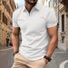 Men's Solid Color Polo Shirt Short Sleeve Zipper Collar Tshirts &for Men Summer Turn-Down Streetwear New Male Jogger Tops_viptrois.com