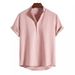 Men's Clothing Summer Shirt Large Size Cotton And Linen Stand Collar Short Sleeve Shirt_viptrois.com