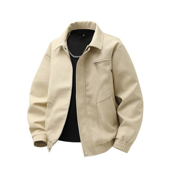 Vintage Distressed PU Leather Jacket For Men – Oversized Fit Up To 8XL, Retro Biker Style With Deconstructed Zipper & Multi-Pocket Design_viptrois.com