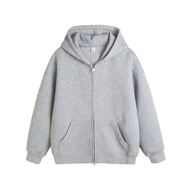 New Solid Color Hooded Cardigan Sweatshirt For Autumn And Winter, Men's Polo Shirt, Trendy And Versatile_viptrois.com