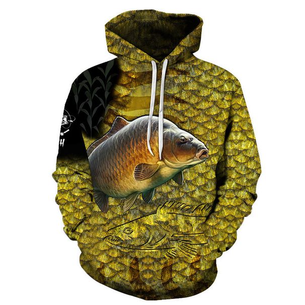 2024 Couple Men's 3D Printed Hoodie Digital Print Fish Sweatshirt_viptrois.com