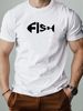Maglietta Uomo 180g Cotone Puro Girocollo Stampa Pesce FISH Traspirante Taglio Regolare Estivo Casual_viptrois.com