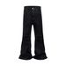 Men's Clothing High Street Waxed Coated Wide Leg Jeans With Ripped Patches Loose Flared Pants_viptrois.com