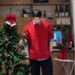 Anchor Red Fleece-Lined Sweater For Men, Autumn And Winter Christmas Atmosphere, Cable Knit Loose Round Neck Jacket_viptrois.com