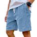Men's Thick Striped Light Corduroy Solid Color Drawstring Five Point Shorts Casual Loose Fit Available On Amazon's Independent Website_viptrois.com