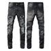 Men's Clothing Supply Of Trendy Men's Clothing, Hot Diamond Ripped Jeans, Men's Slim Fitting Skinny Dark Gray Men's High Street Stretch Pants_viptrois.com