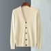 Men's Korean-Style Knit Cardigan – Slim Fit Casual Sweater (Black/White/Khaki, Lightweight Versatile Layering)_viptrois.com