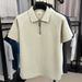 Summer Lightweight Polo Shirt Premium Short Sleeved T-Shirt Half Zip Textured Collar Cool Stylish Breathable Top for Men_viptrois.com