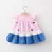 Summer Girls Dress New Children's Clothing Cute Round Neck Small Flying Sleeves Splicing Cake Skirt Sweet Contrast Color Vest Skirt_viptrois.com