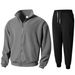 Men's Slim-Fit Zip-Up Track Jacket & Pants Set - Lightweight Polyester Activewear For Gym & Street Style (Black, Gray, Green, Beige)_viptrois.com