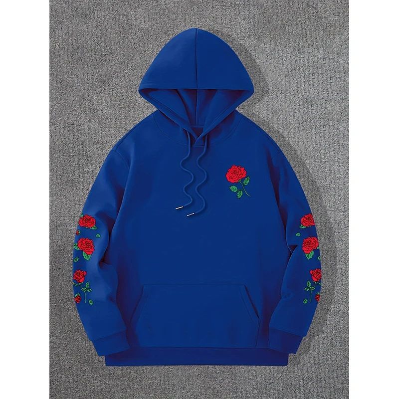 Unisex Winter Hooded Sweatshirt Oversized Drop Shoulder Fleece-Lined Pullover Streetwear Casual Hoodie_viptrois.com