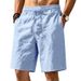 Men's Clothing Men's Summer Breathable Linen Shorts Style Casual Sports Solid Color Drawstring Beach Five Point_viptrois.com