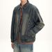 Men's Clothing American High Street Washed Distressed Tie Dye Workwear Denim Jacket For Men, Spring And Autumn, Loose Fit, Zip Up Coat._viptrois.com