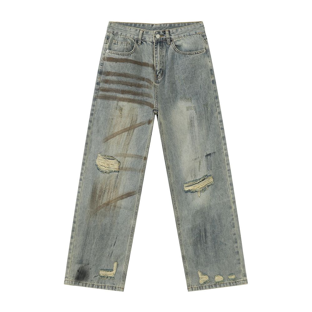 Men's Clothing New Products Niche Trend Old Wasteland Style Heavy Industry Denim Suit Trend_viptrois.com