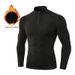 Pure Pure Men's Autumn And Winter Fleece-Lined Gym Shirt High Elasticity Tight-Fitting Sports Running Training Long Sleeve Warm_viptrois.com