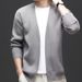 Slim Fit Solid Color Cardigan Sweater Men's Slim Fit Long Sleeved Knitted Sweater Solid Color Thread Sweater_viptrois.com