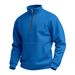 Men's Waffle Autumn Leisure Outdoor High Collar Half Zipper Pocket Pullover Long Sleeve Sweatshirt_viptrois.com
