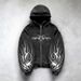 Men's Fleece-Lined Hooded Sweatshirt - Oversized Pullover With Print, Streetwear Style (Black/Gray, S-XXXL)_viptrois.com