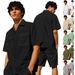 Men's Clothing Summer Thin Men's Loose Casual Light Luxury Workwear Short Sleeved Shirt Shorts Suit Men_viptrois.com