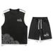 Men's Summer Cool Breathable Sleeveless T-Shirt And Shorts Two-Piece Set Plus Size Fashion Sports Casual Outfit_viptrois.com