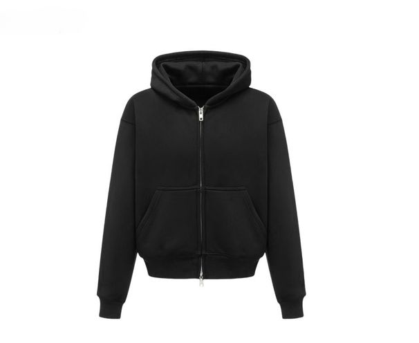 Heavy 500G Anti-wrinkle Hooded Double Zipper Sweater Men's Loose Jacket_viptrois.com