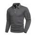 Men's Slim Fit Long Sleeve Polo Shirt With Contrast Collar & Zipper Accent – Breathable Polyester Blend For Casual & Sports Wear (White, Black)_viptrois.com