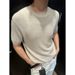 Men's Old Money Style Knit Polo T-Shirt – Summer Relaxed Luxury Short Sleeve Top (Breathable Polyester, Slim Fit, Machine Washable, Black/Beige)_viptrois.com