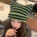 Little Devil Striped Ball Knitted Woolen For Women In Autumn Winter, Cute And Funny Cat Ears, Pullover Hat_viptrois.com