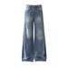 Men's Clothing New Retro Washed Sprayed Monkey Flared Jeans Men And Women Loose Straight Pants_viptrois.com