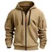 Men's Zip-Up Hoodie With Embroidered Badge & Multiple Pockets - Hip-Hop Style Pullover For Casual Streetwear (S-Xxxl, 9 Colors)_viptrois.com