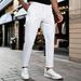 Summer Men's Slim Fit Cropped Casual Pants Solid Color Business Style Slim Straight Leg Dress Pants Trendy Versatile_viptrois.com