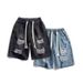 Men's Clothing Drawstring Elastic Waist Ripped Denim Shorts Street Fashion Straight Large Size Casual Five Point Mid Length Pants_viptrois.com