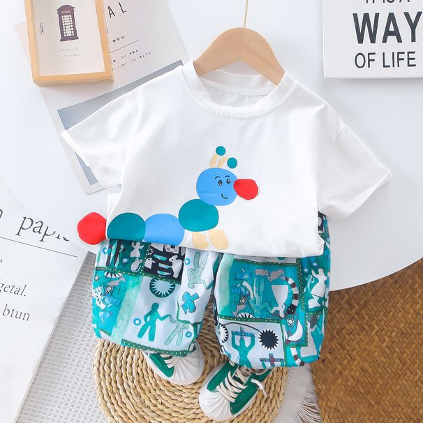 2025 New Children's Summer Outing Cotton Boy And Girl Cartoon Style Short Sleeve Set_viptrois.com