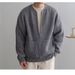 Men's Clothing Knitted Cardigan Jacket Trendy Solid Color Round Neck Sweater Loose Casual Style_viptrois.com