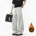 Men's American Style Heavyweight Deconstructed Curved Blade Sweatpants Winter Retro Solid Color Loose Wide Leg Casual Sports Pants_viptrois.com