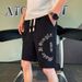 Summer Men's White Casual Loose Sports Pants Trendy Brand Versatile Printed Five Point Outerwear Mid Length Shorts_viptrois.com