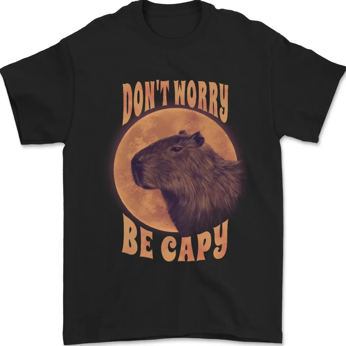 Dont Worry Be Cappy Funny Cappybara Mens T-Shirt Mens Womens Tees Top 100% Cotton_viptrois.com