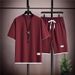 Men's Clothing Waffle Casual Suit Summer Short Sleeved Youth Shorts Sports Men's T Shirt Set Large Size Men's Clothing Matching_viptrois.com