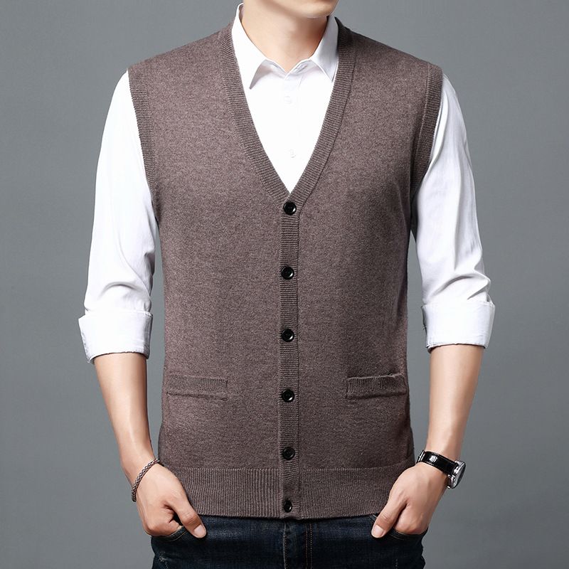 Men's Knit Cardigan Vest - Slim Fit V-Neck Sleeveless Sweater For Casual Wear, Fashion, Multiple Colors & Sizes_viptrois.com