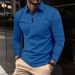 Pulse Cross-Border European And American Sports Casual Men's Waffle Long Sleeve Turn-Down Collar Polo Shirt Versatile_viptrois.com