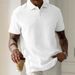 Men's Solid Color Lapel Polo Shirt Short Sleeve Front Button Casual Daily Versatile Tops for Business And Travel_viptrois.com