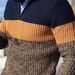 Loom Loom Cross-Border Sweater Knitwear And American Fashion Pullover Color Block Half-Zip Casual European Size Men's_viptrois.com