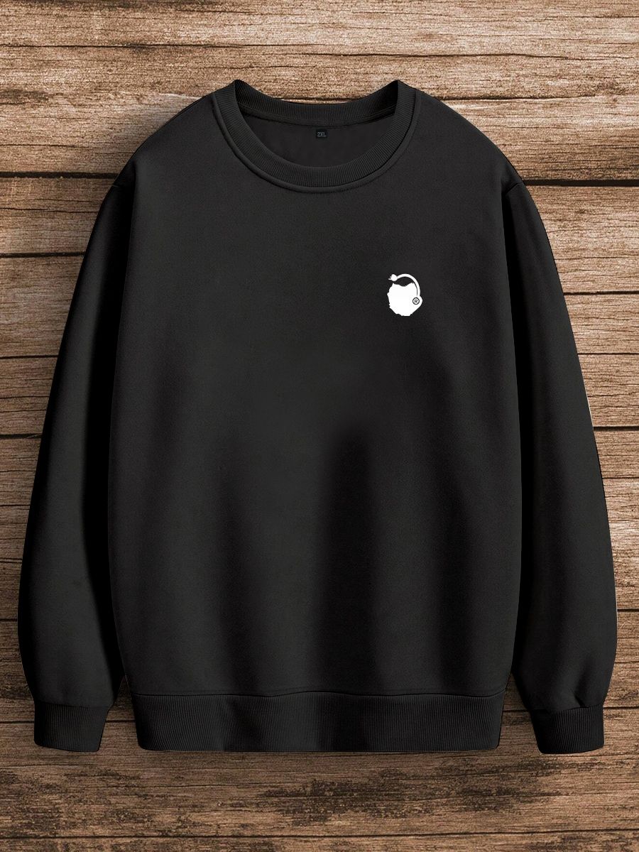 Polar Fleece Solid Color Round Neck Sweater Mens Candy Cotton Long Sleeve Working Clothes_viptrois.com