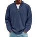 Men's Casual Stand Collar Zipper Corduroy Long Sleeve Polo Shirt Sweatshirt Fall Winter New_viptrois.com