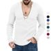 Men's Clothing Trend Spring And Autumn Deep V Neck Men's New Solid Color Knitted Long Sleeved Shirt_viptrois.com