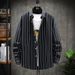 Men's Slim-Fit Striped Shirt – Korean Style Long Sleeve Casual Top (M-5XL, Breathable Cotton Blend)_viptrois.com