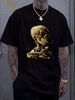VAN GOGH T Shirt Skull Of A Skeleton With Burning Cigarette Impressionism Art Vincent Versatile Graphic Fashion Comfortable Top For Everyday Wear_viptrois.com